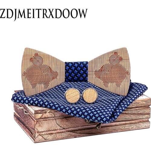 New Cartoon Engraving robot Ties Fashion Butterfly Party Wedding Bow Tie for Mens Wooden Butterfly Bowknot Decoration