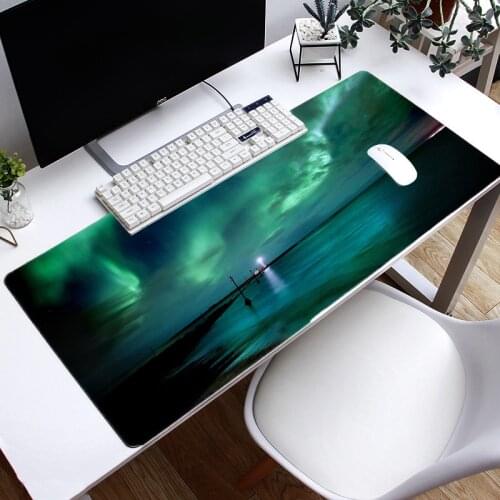 Sell Well MousePad 90x40cm Large Game Mousepad For Cs Gamer Gaming Mouse Pad Aurora Borealis Keyboard Pad