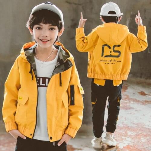 Yellow Grey Black Spring Autumn Coat Outerwear Top Children Clothes Kids Costume Teenage School Boy Clothing High Quality