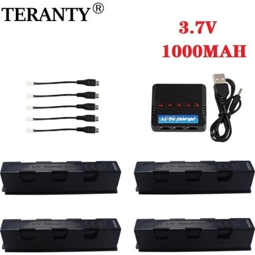3.7V 1000mah lithium battery with 5 in 1 charger cable for HS161 small drone HD aerial photography folding aircraft battery