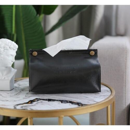 Nordic Ins Wind Retro Simple PU Leather Tissue Box Home Living Room Tea Wind Bedroom Tissue Pumping
