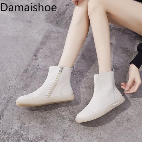 Spring New Fashion Breathable Versatile Korean Women 2021 Soft Leather Soft-Soled Martin Boots Casual High-Top Shoes Ankle Boots