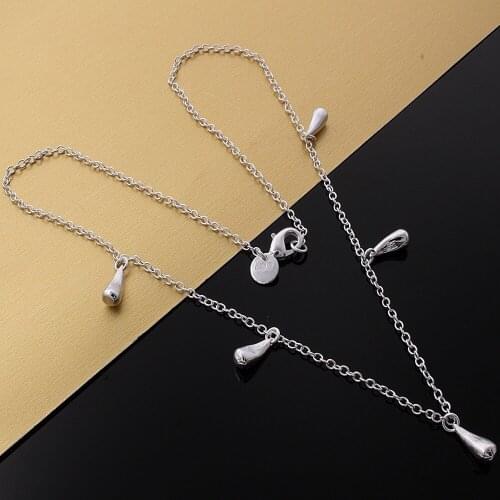 Charm 925 Sterling Silver Necklaces Jewelry 18 Inches Fashion five Water droplets Necklace for Women Christmas Gifts