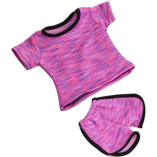 18 inch Girls doll clothes Tracksuit ball uniform sport shorts with American newborn dress toys fit 43 cm baby dolls c52