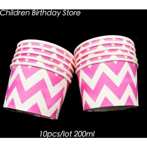 10pcs/lot pink Chevron disposable cups pink waves birthday party decorations chevron theme ice cream cups waves cake cups