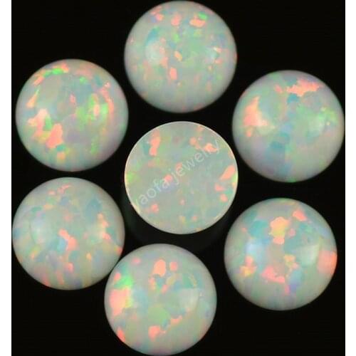 Wholesale price Round cabochon lab created opal gems 1.5mm to 10mm OP18 white loose jewelry stone for earring necklace