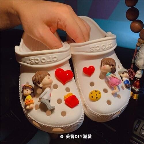 Couple love Bundle Vintage Shoes Charms for Croc 2021 Fashion Trend Garden Clogs Shoe Buckle High Quality Accessories Girls Gift
