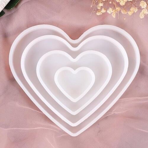 Heart Shape Tray Silicone Casting Epoxy Molds For DIY Resin Tray Coaster Jewelry Findings Tools Moulds Uv Epoxy Handmade Craft
