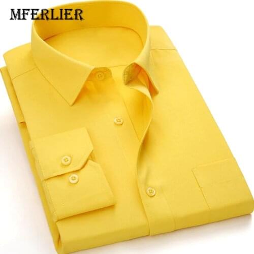 MFERLIER Spring Autumn men shirts 6XL 7XL 8XL 9XL 10XL 11XL 12XL large size long sleeve casual shirt men