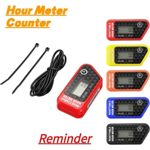 Waterproof LCD Resettable Hour Meter Counter Maintenance Reminder In Black/Red Fit Motorcycle/ATV/Motorboat/Lawn Mower