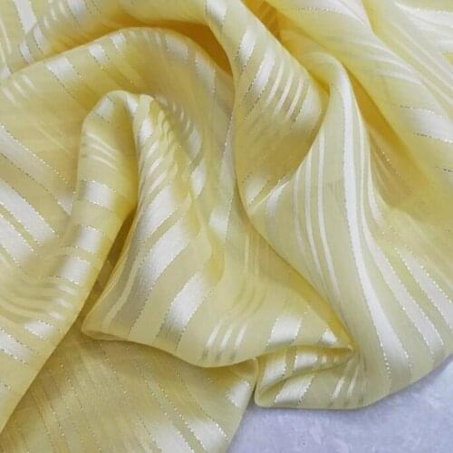 Stripe chiffon silky strips pearly metallic fabric soft breathable DIY dress blouse fabric