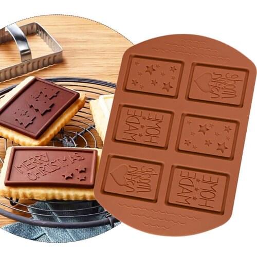 New 6 Cavity Silicone Chocolate Mould Heart Shaped Letter Porous Biscuit Mould Home Kitchen Various Pattern Baking Tools