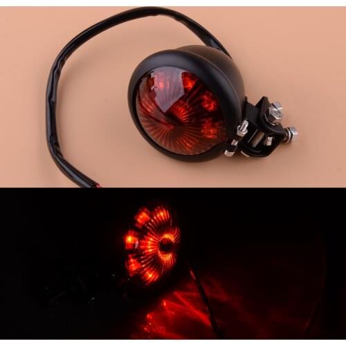 12V Metal Round Red LED Motorcycle Rear Tail Brake Stop Light for Cafe Racer ATV Dirt Bike Custom Chopper Bobber Scrambler Style