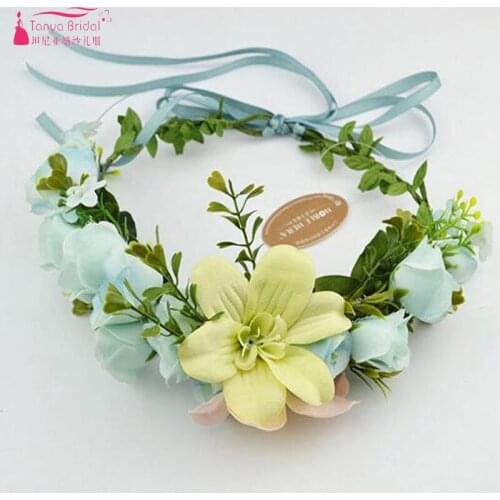 Bridal Bohemian Flowers Wedding Headwear Party Floral Crown Headband Adjustable Wedding Hair Wreaths for beach wedding ZH004