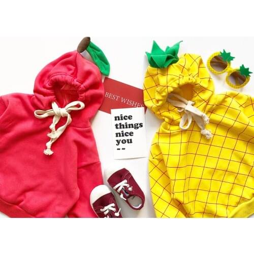 Tonytaobaby Autumn and Winter Dresses New Creative Fruit for Boys and Girls with Fleece Cap and Lovely Children Hoodie