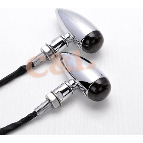 2XUniversal Motorcycle Mini Bullet Chrome Silver Smoke Turn signal cruiser chopper custom light Fit For Harley