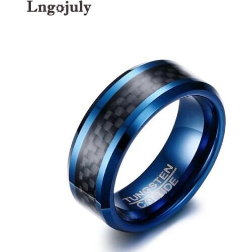 Top Quality Blue Tungsten Carbide Rings Wedding Ring For Men Bridegroom Jewelry Engagement Tungsten Ring Gift For Boyfriend Gift