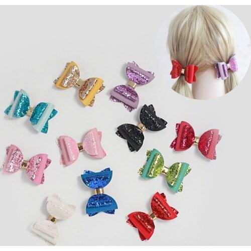 2PCS 3in Sequins Bows Mix Hairpins Hair Accessories Women Girls Child Kids Cute Princess Glitter Shiny Barrettes Side Hair Clip