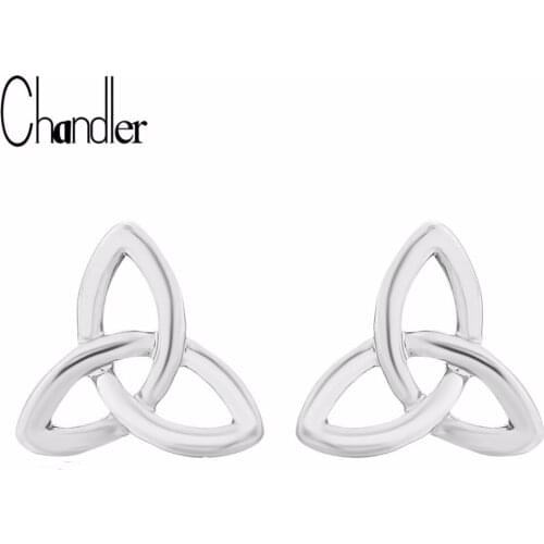 Chandler Wholesale tiny Knotted Trine Stud Earrings For Women Simple Bowknot Flower Geometrical Design Fashion Jewelry For Women