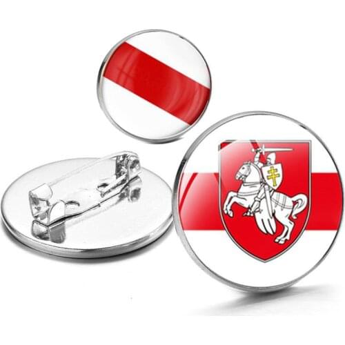 25mm Republic of Belarus Symbol Badge Cabochon crystal Brooches Coat of Arms of Belarus Historical Flag Brooch/Badges/Lapel Pins