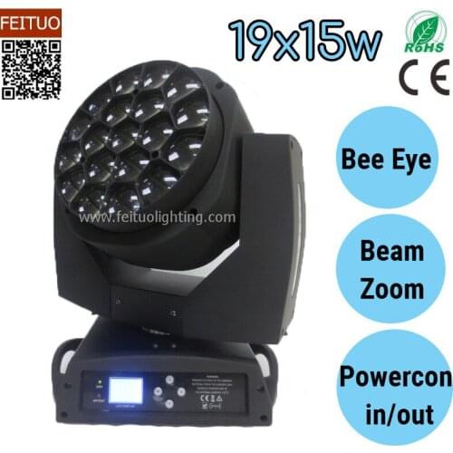 10pcs/lot LED Lyre Wash Zoom Light 19x15w Bee Eye Beam Moving Head Light RGBW 4IN1 DMX512 Beam Stage DJ Lighting