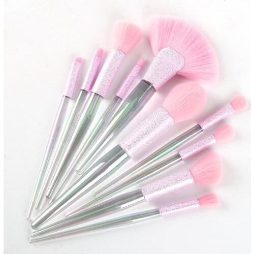 10 pcs Crystal Unicorn Makeup Brushes Set Foundation Brush Conical Frosted Handle Eyeshadow Brush Beauty Cosmetic Makeup Tools