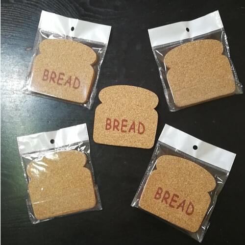 100pcs/lot 1cm Thick Bread Shape Cork Coaster Cup Mug Plate Mat Coffee Tea Placemat Heat Resistant Kitchen Decor Natural Eco