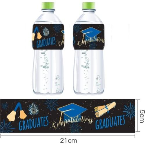 12pcs Graduation Party Decorations Bachelor Cap Diploma Mineral Water Bottle Label Grad Congrats Graduated Supplies