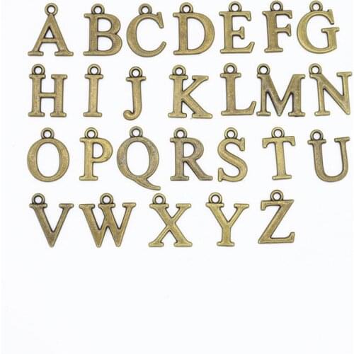 26pcs/set 15x10mm Retro Alloy Accessories Capital Letter Charms A-Z Pendant For Bracelet Necklace Accessories DIY Jewelry Making