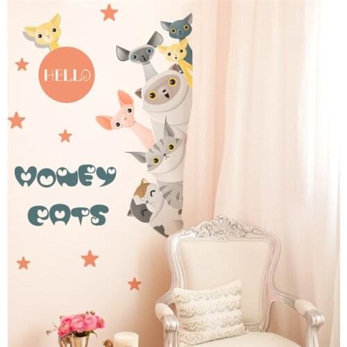 3d vivid Honey Cats Door Refrigerator kitchen Wall Stickers Decals For Ling Room Bedroom Home Decor Poster Mural