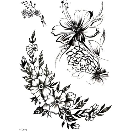 5pcs Beauty Flowers Waterproof Temporary Tattoos Men Tree The Flash Tatouage Temporaire Femme Tatoo Temporary stickers