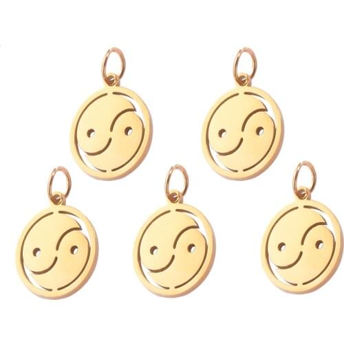5pcs/lot Wholesales Stainless Steel Yin Yang Round Pendants Yoga Charms for Necklace Bracelet Jewelry Craft Making 15.5x18mm