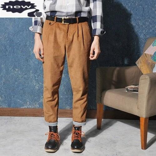 Vintage Autumn Mens New Corduroy Pencil Casual Streetwear Ankle Length Trousers Male Harajuku Cargo Pants Pantalone Hombre