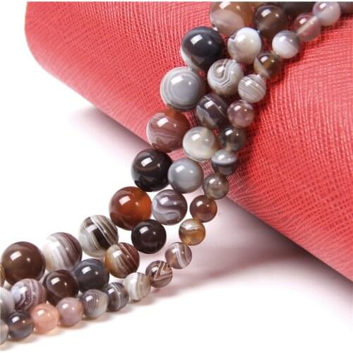 Natural coffee Botswana Agates bead Spacer Loose stripe agat Beads 6 8 mm Round Gem Stone beads DIY For bracelet jewelry making