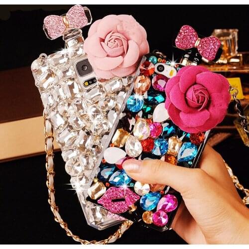 Luxury Diamond Woman Handbag Perfume Bottle Case for iPhone 11 12 Pro Max X XS MAX XR 6 6PLUS 7 7PLUS 8 8PLUS Chain Strap Coque
