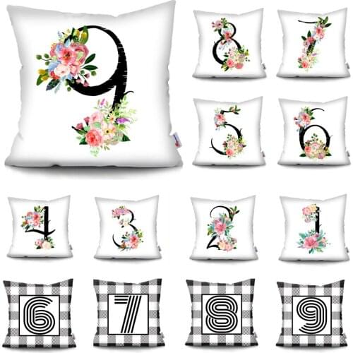 Art Arabic numerals Decorative Pillow Cushion Covers Pillowcase Cushions for Sofa Polyester Pillowcover cuscini decorative