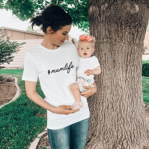 Mumlife Letter Print Women Casual Short Sleeve T Shirt Mom Life Kawaii Graphic Tees Harajuku Tumblr Clothing Fashion Tops Quotes