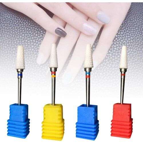 Hot Flat End Ceramic Nail Drill Bit Electric Rotary File Drill Bits Head Polishing Tools Manicure Pedicure Accessories