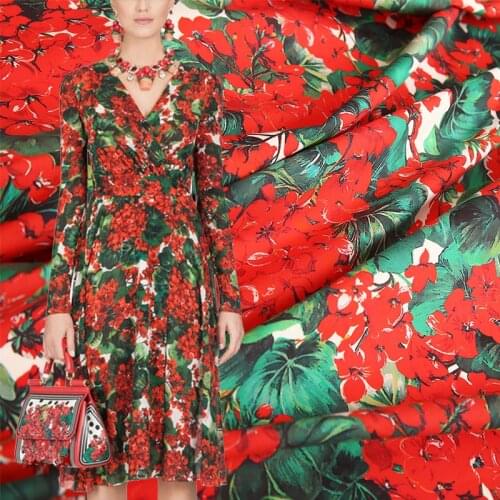 New European and American style hydrangea digital printing cotton fabric handmade DIY fabric cotton fashion dress set cloth