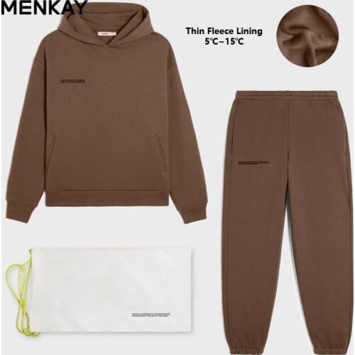 MENKAY Cotton Hooded Sweatshirts Hoodies Track Pants Joggers Women Tracksuits Two Piece Sets Sweatpants Sweatsuits Autumn Winter