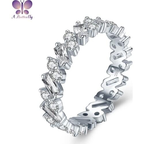 925 Sterling Silver Eternal Band Ladies Engagement SONA Stone Wedding Ring Jewelry 100% Quality Assurance