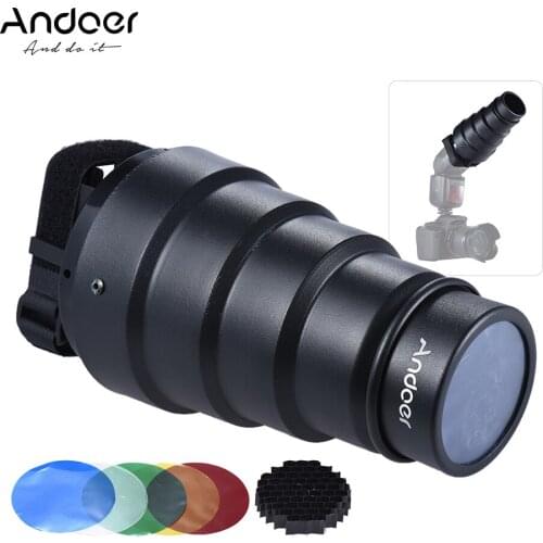 Andoer Conical Flash Snoot Light Modifier with 50 Degree Honeycomb Color Filter for Canon Nikon Photography On-camera Speedlite