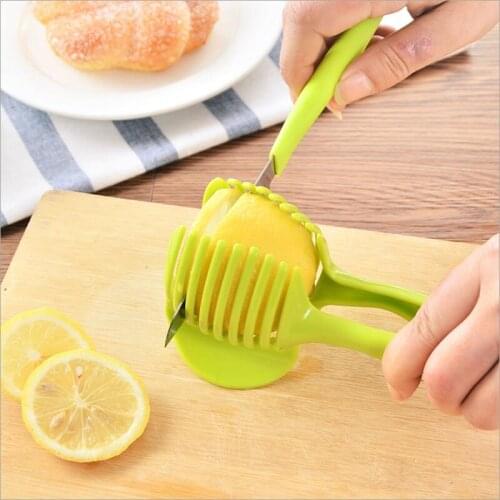 Kitchen Gadgets Fruit Vegetable Tomato Slicer Hand-Held Plastic Potato Cutter Lemon Onion Splitter LX7955