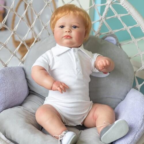 NPK 60CM Reborn Toddler Joseph Awake Size Cute Fat Baby Boy Doll Top Quliaty Hand-made Doll with Rooted hair doll