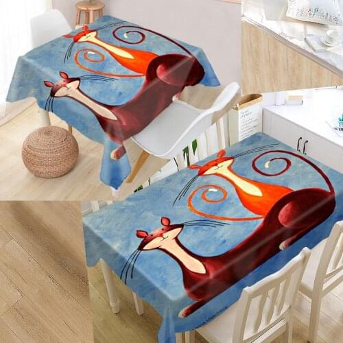 Best Custom Cat Painting Table Cloth Rectangular Oxford Print Waterproof Oilproof Square Table Cover Party Tablecloth