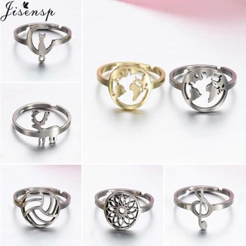 Fashion Musical Note Rings for Women Silver Color Volleyball Deer Map Mandala Flower Geometric Finger Ring Wholesale Jewelry