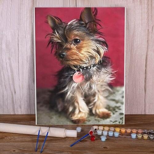 Animal Yorkshire Terrier DIY Paint By Numbers Kit Acrylic Paints 50*70 Picture By Numbers Photo Home Decor Kids Drawing