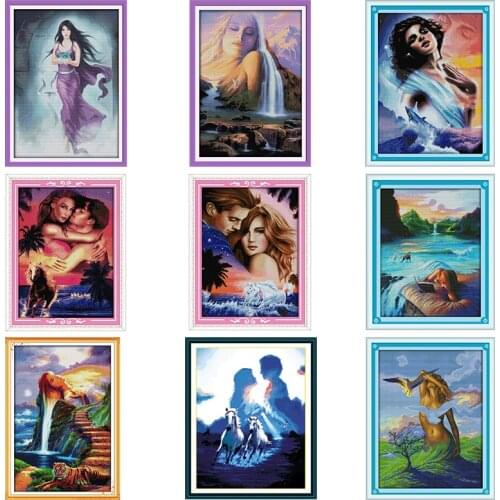 Cross-Stitch Kit Stamped Lovers Under The Canopy Printed 11CT 14CT Paint Counted Patterns Crafts Decor Embroidery Needlework Set