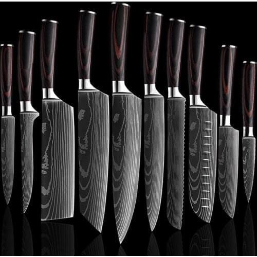 Kitchen Knives Set Chef Knife High Carbon Stainless Steel Santoku Sharp Cleaver Slicing Knife Best Choice for Kitche Gift