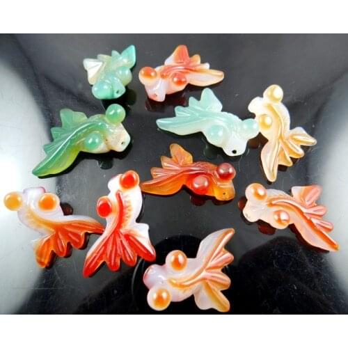 2pcs Natural hand-carved gold fish stone pendant beads gem necklace Making jewelry R26